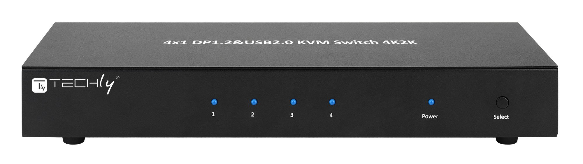TECHLY 101935 DisplayPort 1.2 and USB 2.0 4 Port KVM Switch with Hub and Audio Black