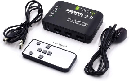 Cavetteria Audio/Video Techly Switch HDMI 2.0 5 Vie 4K @ 60Hz YUV4:4:4 HDR