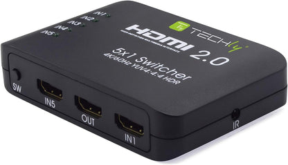 Cavetteria Audio/Video Techly Switch HDMI 2.0 5 Vie 4K @ 60Hz YUV4:4:4 HDR