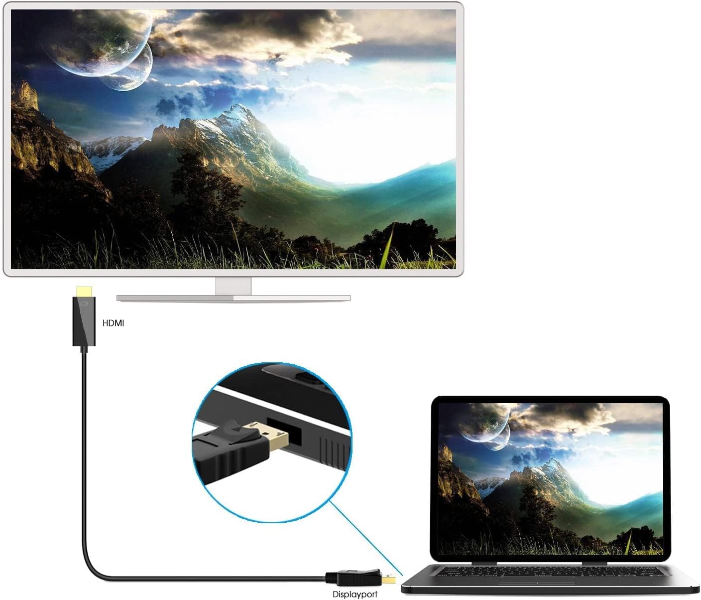 Techly DisplayPort/HDMI Connection Cable 1.00 m ICOC-DSP-H12-010 Black [1x DisplayPort Male - 1x