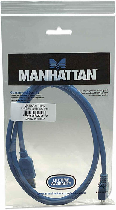 Manhattan 325417 SuperSpeed USB 3.0 Anschlusskabel (A-Stecker auf Micro-B-Stecker) 1 m blau 1m