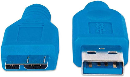 Manhattan 325417 SuperSpeed USB 3.0 Anschlusskabel (A-Stecker auf Micro-B-Stecker) 1 m blau 1m
