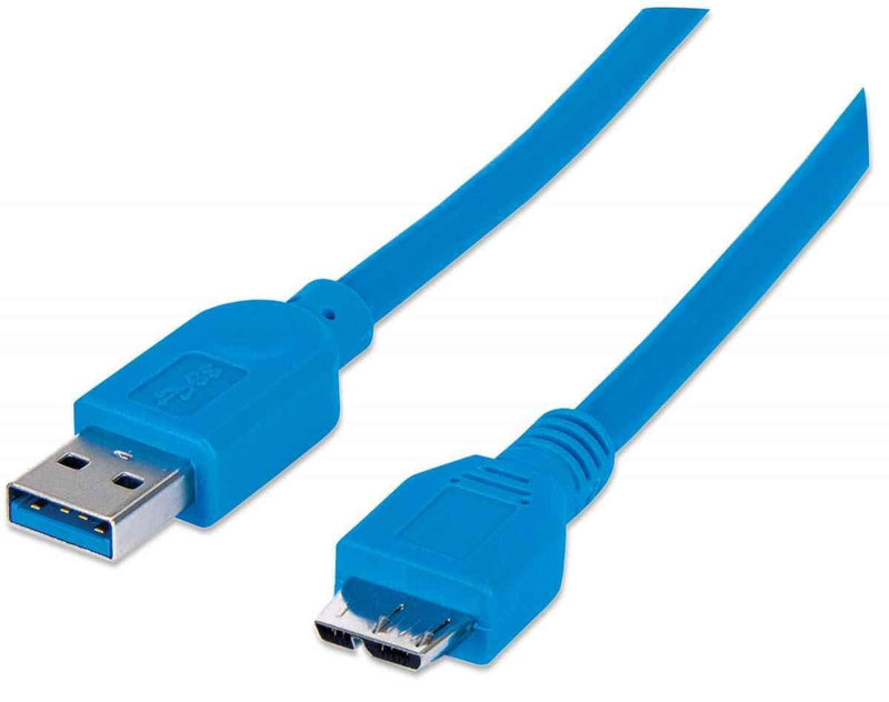 Manhattan 325417 SuperSpeed USB 3.0 Anschlusskabel (A-Stecker auf Micro-B-Stecker) 1 m blau 1m