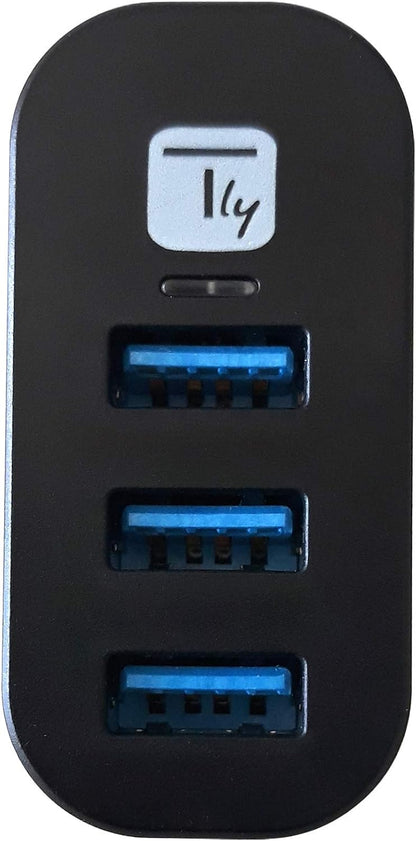 TECHLY 361766 Mini 3-Port Rotary Hub USB 3.0 Black