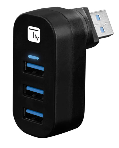 TECHLY 361766 Mini 3-Port Rotary Hub USB 3.0 Black