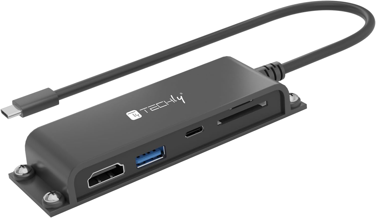 TECHLY 367287 5-in-1 USB-C™ HDMI Hub with Micro SD/SD Reader Black
