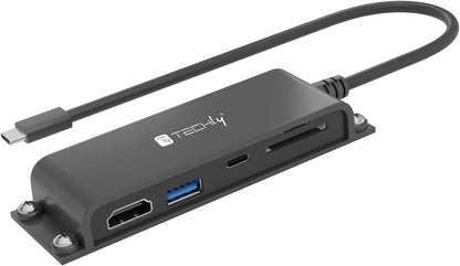TECHLY 367287 5-in-1 USB-C™ HDMI Hub with Micro SD/SD Reader Black