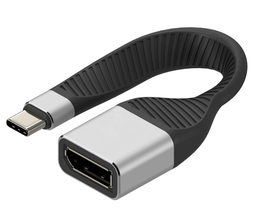 TECHLY 367942 Short Flat Cable USB-C™ Male to Displayport Female FPC 13.2 cm Black