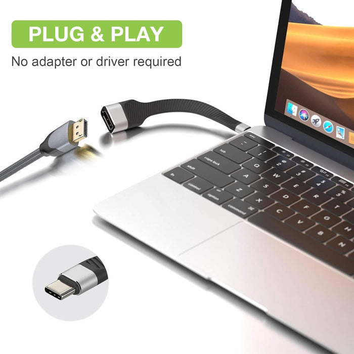TECHLY 367942 Short Flat Cable USB-C™ Male to Displayport Female FPC 13.2 cm Black