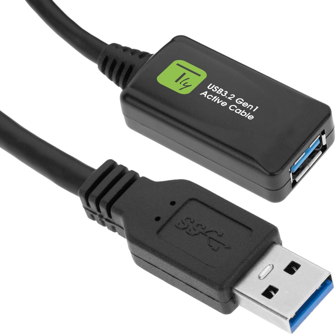 Techly 367997 Aktives USB3.2-Verlängerungskabel SuperSpeed + Signalverlängerung, 5 m, Schwarz