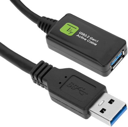 Techly 367997 Aktives USB3.2-Verlängerungskabel SuperSpeed + Signalverlängerung, 5 m, Schwarz