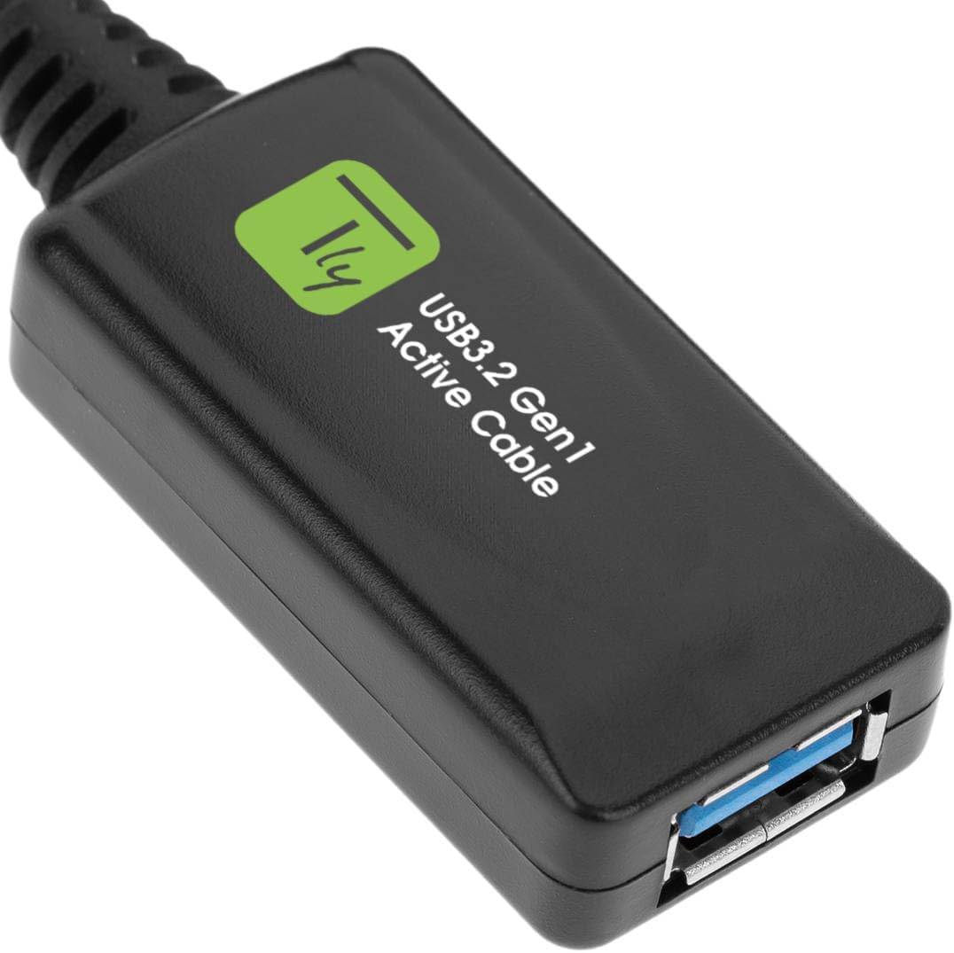 Techly 367997 Aktives USB3.2-Verlängerungskabel SuperSpeed + Signalverlängerung, 5 m, Schwarz