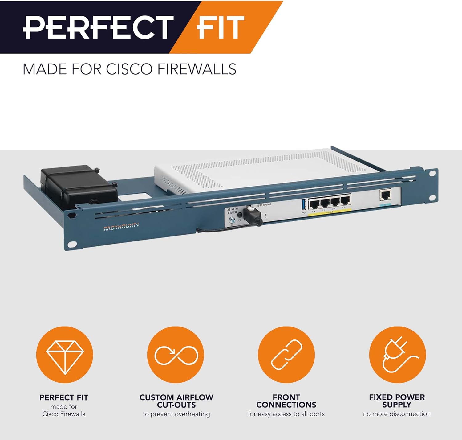 Cisco Meraki Firewall Appliance Rack Mount - 1U Server Rack Shelf with Easy Access Front Cable Organizer, Properly Vented, Customised 19 Inch Rack - RM-CI-T11 by Rackmount.IT
