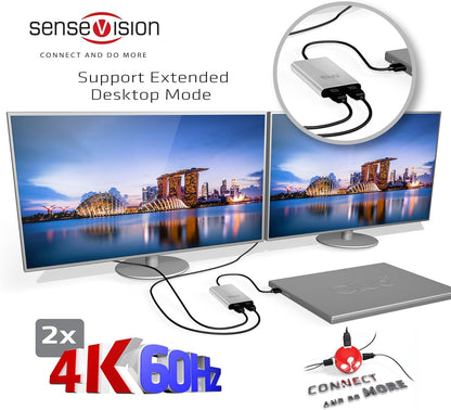 Club3D Displayport CSV-1577 Thunderbolt 3 Dual DisplayPort Output Display Adapter for Windows and MAC OSX Compatible Systems, Supports Two 4K 60Hz Monitors Or One 5K
