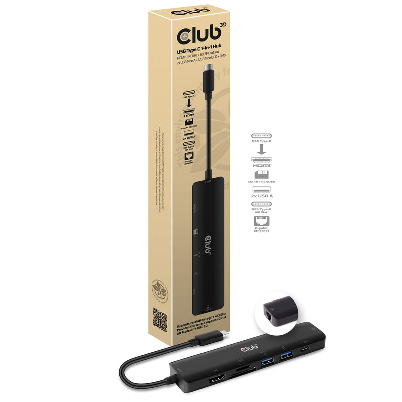 Club 3D USB Type C 7-in-1 Hub - Docking Station - HDMI