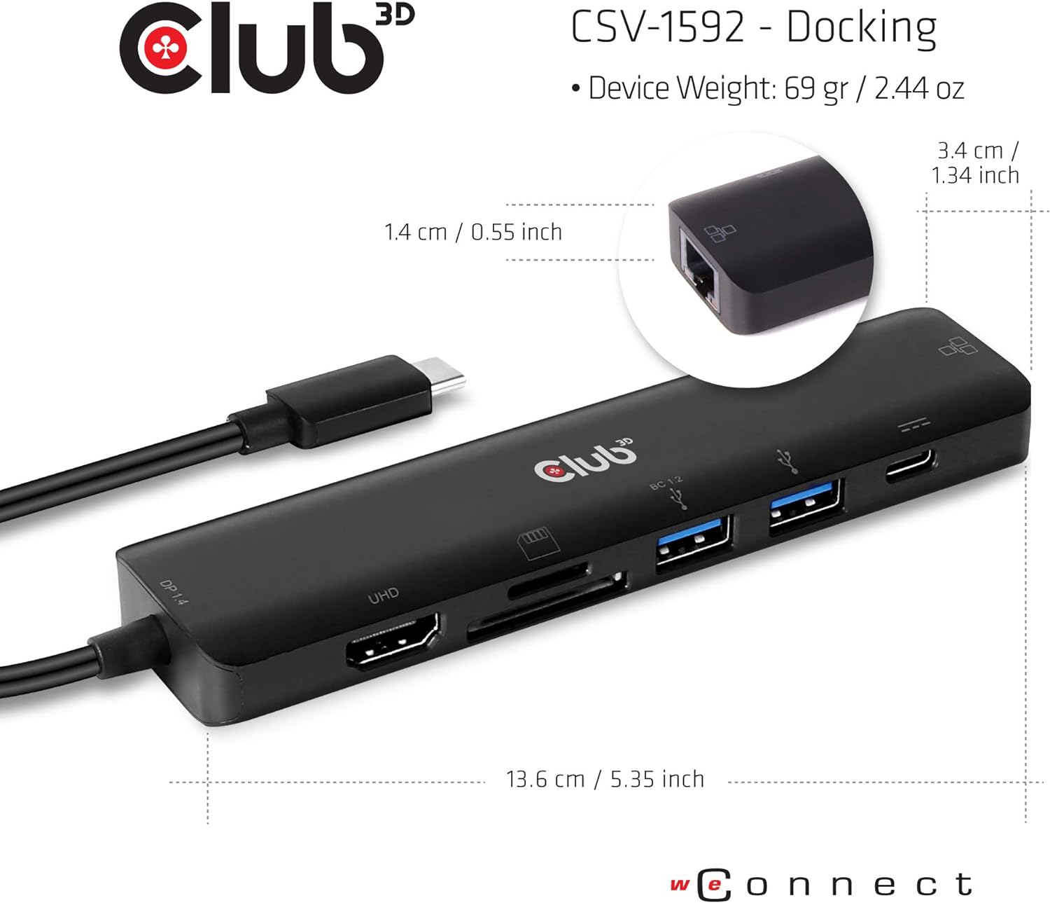 Club 3D USB Type C 7-in-1 Hub - Docking Station - HDMI