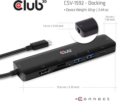 Club 3D USB Type C 7-in-1 Hub - Docking Station - HDMI