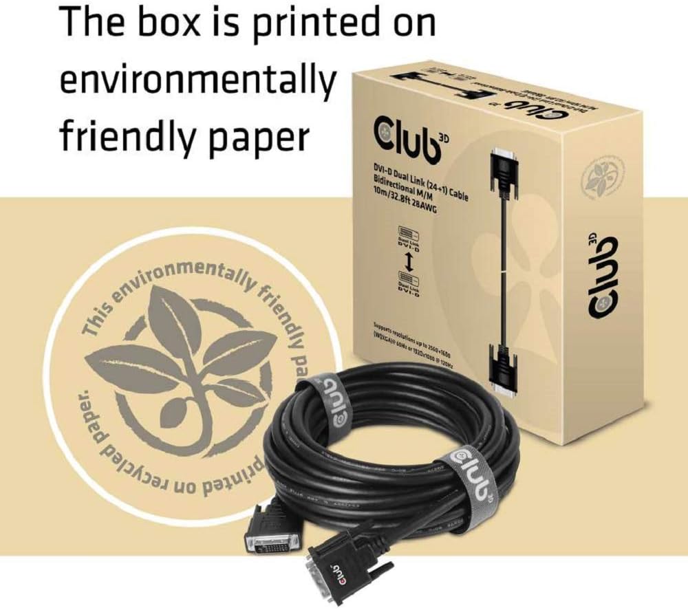 Club3D DVI Cable Dual Link (24+1) Bi-Directional 10 m Male/Male