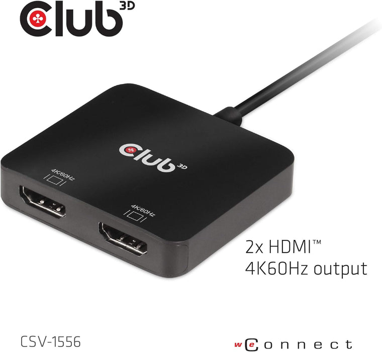 Club 3D USB Type-C 3.2 MST Hub to Dual HDMI™ 4K60Hz M/B, CSV-1556