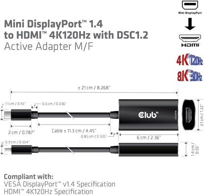 Club 3D mDP to HDMI HDR Active Adapter