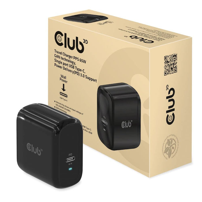 `Club3D Reiseladegerat 1xUSB Typ C, PD 65W retai`