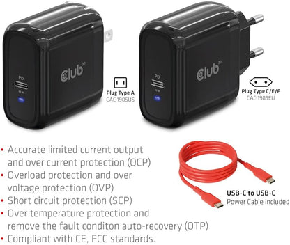 `Club3D Reiseladegerat 1xUSB Typ C, PD 65W retai`