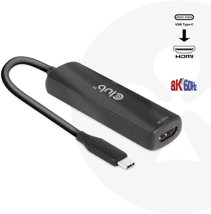 Club 3D CAC-1588 USB Gen2 Type-C to HDMI™ 8K60Hz or 4K120Hz HDR10, DSC1.2, Power Delivery 3.0 Active Adapter M/B.