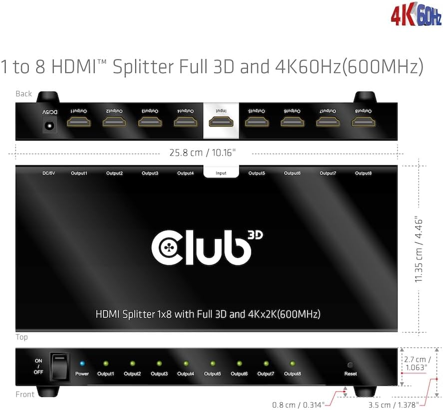 Club3D HDMI Splitter 1 Eingang -> 8 Ausgange 4K6