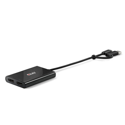 Club3D Adapter USB-C > 2x DP 4K@60Hz mit USB-A Ada