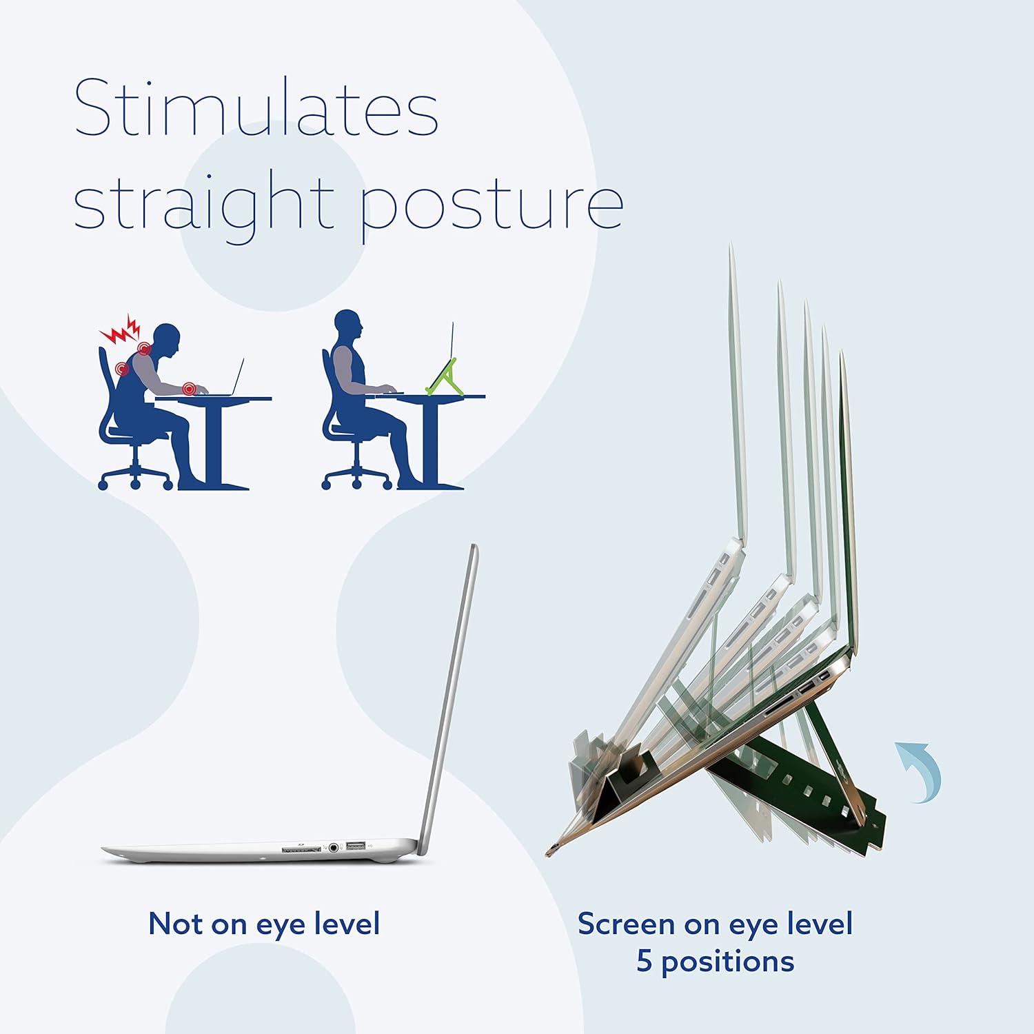 R-Go Tools Ergonomic Laptop Stand, Ultra-thin Aluminum, Adjustable Portable Notebook riser for desk, Compatible with 10-22" MacBook/Air Pro/Dell XPS/Lenovo, Support up to 11ibs