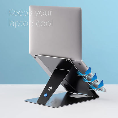 R-Go Tools Tablet and Laptop Stand, 2 in 1 dual stand, Ergonomic, Ultra-thin Aluminum, Adjustable Portable, Compatible with 10-22" MacBook/Air Pro/Dell XPS/Lenovo/Tablet, Support up to 11ibs, Black