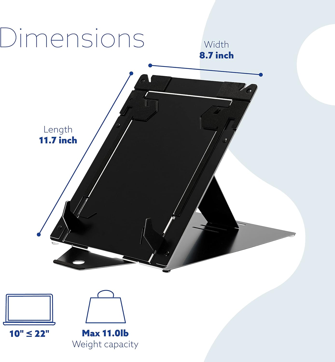 R-Go Tools Tablet and Laptop Stand, 2 in 1 dual stand, Ergonomic, Ultra-thin Aluminum, Adjustable Portable, Compatible with 10-22" MacBook/Air Pro/Dell XPS/Lenovo/Tablet, Support up to 11ibs, Black