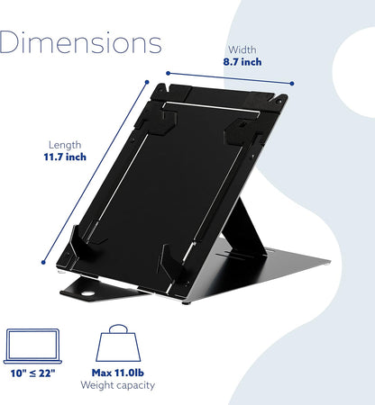 R-Go Tools Tablet and Laptop Stand, 2 in 1 dual stand, Ergonomic, Ultra-thin Aluminum, Adjustable Portable, Compatible with 10-22" MacBook/Air Pro/Dell XPS/Lenovo/Tablet, Support up to 11ibs, Black