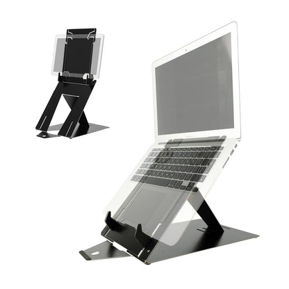 R-Go Tools Tablet and Laptop Stand, 2 in 1 dual stand, Ergonomic, Ultra-thin Aluminum, Adjustable Portable, Compatible with 10-22" MacBook/Air Pro/Dell XPS/Lenovo/Tablet, Support up to 11ibs, Black