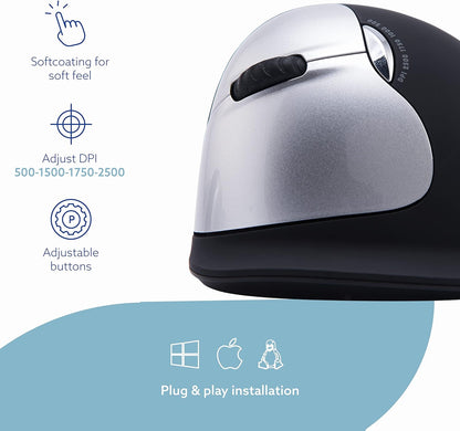 R-Go HE Mouse - Ergonomic Mouse - Large (Hand Size above 185mm