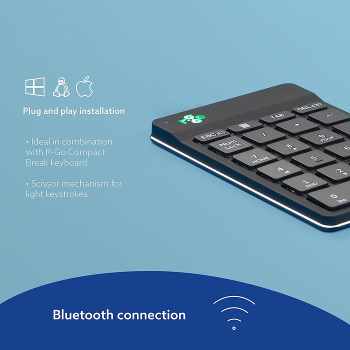 R-GO NUMPAD BREAK ERGONOMIC NUMERIC WIRELESS KEYPAD BLACK