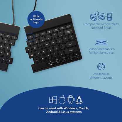 R-Go Tastatur Split Break US-Layout Bluetooth