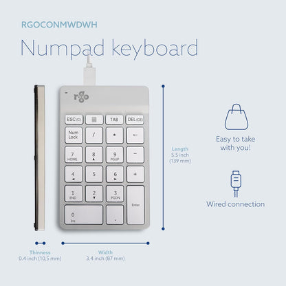 R-GO TOOLS NUMPAD BREAK NUMERIC KEYPAD WITH WHITE WIRE