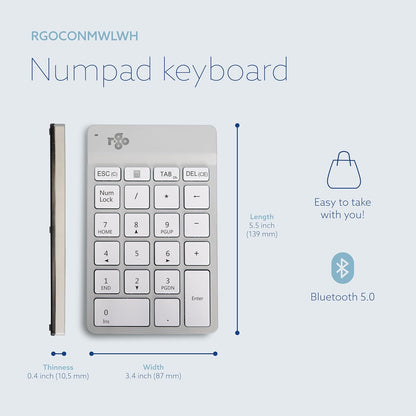 R-GO TOOLS NUMPAD BREAK WHITE BLUETOOTH NUMERIC KEYBOARD