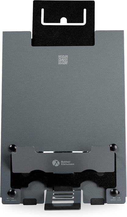 BakkerElkhuizen ErgoQ Hybrid Pro Combination Tablet/Laptop Stand Featuring 10 Tablet Height Adjustments/5 Laptop Height Adjustments, Lightweight Aluminium - Dark Grey