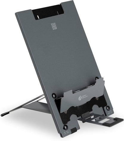 BakkerElkhuizen ErgoQ Hybrid Pro Combination Tablet/Laptop Stand Featuring 10 Tablet Height Adjustments/5 Laptop Height Adjustments, Lightweight Aluminium - Dark Grey