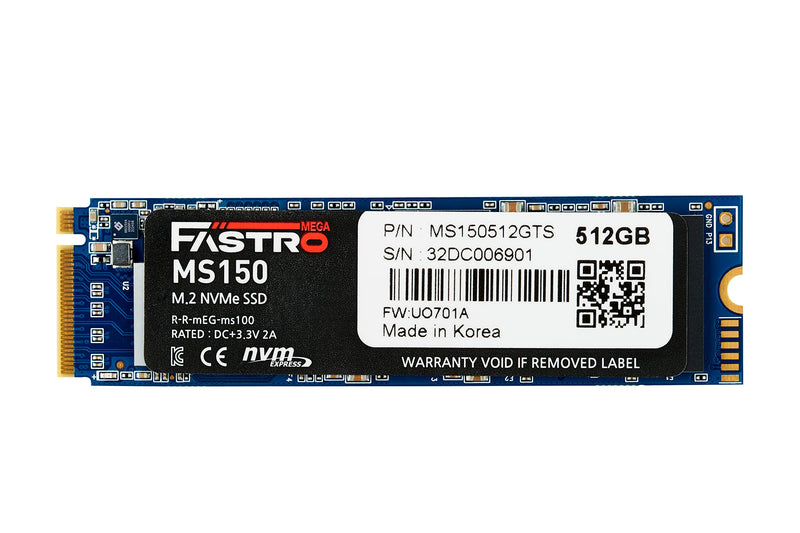 MegaFastro SSD 512GB MS150 Series PCI-Express NVMe intern bis zu 2.400 MB/s Lesen 1.800 MB/s Schreiben