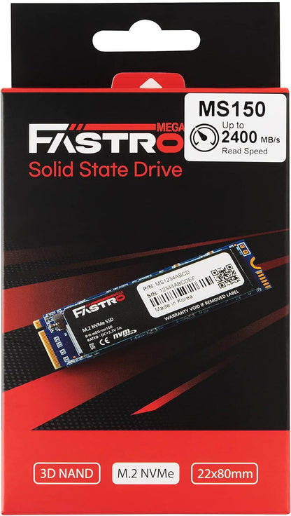 MegaFastro SSD 512GB MS150 Series PCI-Express NVMe intern bis zu 2.400 MB/s Lesen 1.800 MB/s Schreiben