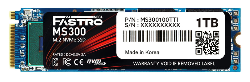 Mega Fastro SSD 1TB MS300 Series PCI-Express NVMe intern bis zu 7.000 MB/s Lesen 6.000 MB/s Schreiben