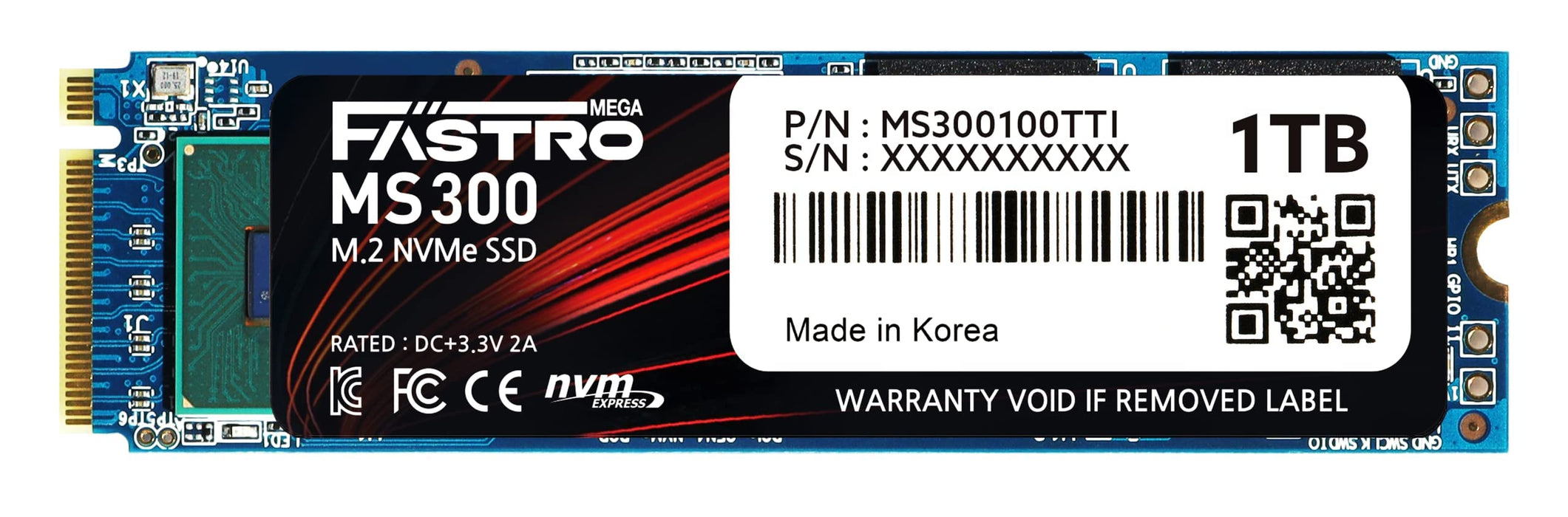 Mega Fastro SSD 1TB MS300 Series PCI-Express NVMe intern bis zu 7.000 MB/s Lesen 6.000 MB/s Schreiben