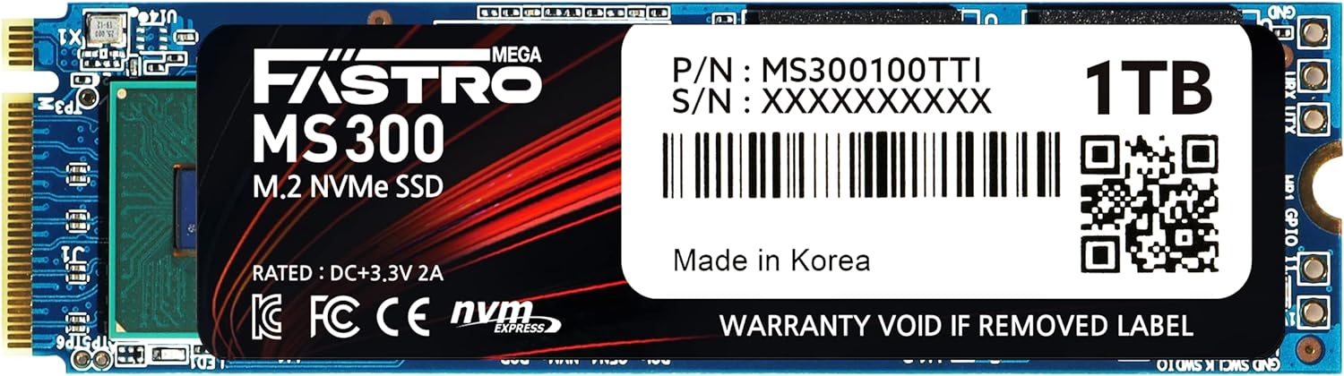 Mega Fastro SSD 1TB MS300 HS Series PCI-Express NVMe intern bis zu 7.000 MB/s Lesen 6.000 MB/s Schreiben