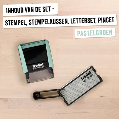 Trodat DIY Self-Inking Stamp - Printy 4911 Pastel Green - 3 lines, Black Print, 38 x 14 mm