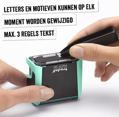 Trodat DIY Self-Inking Stamp - Printy 4911 Pastel Green - 3 lines, Black Print, 38 x 14 mm