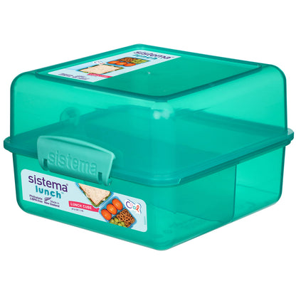 Sistema Lunch Box with Compartments ,1.4 L Lunch Cube ,Food Storage Container with Lid ,BPA-Free ,Assorted Colours