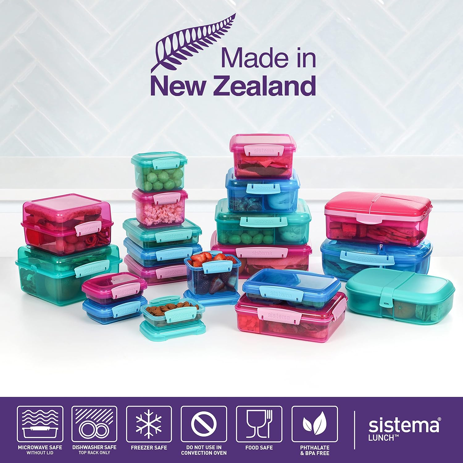 Sistema Lunch Box with Compartments ,1.4 L Lunch Cube ,Food Storage Container with Lid ,BPA-Free ,Assorted Colours
